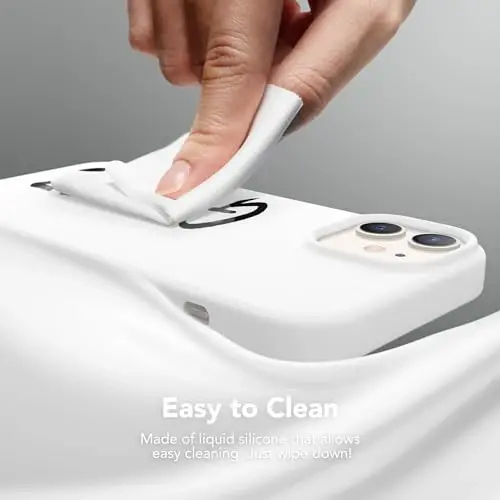 GONEZ Magnetic for iPhone 12/12 Pro Case, Silicone Cover White | Compatible with MagSafe, Camera Button & Screen Protector, Microfiber Lining, 3 Layers Soft Gel Rubber Shockproof Slim 6.1