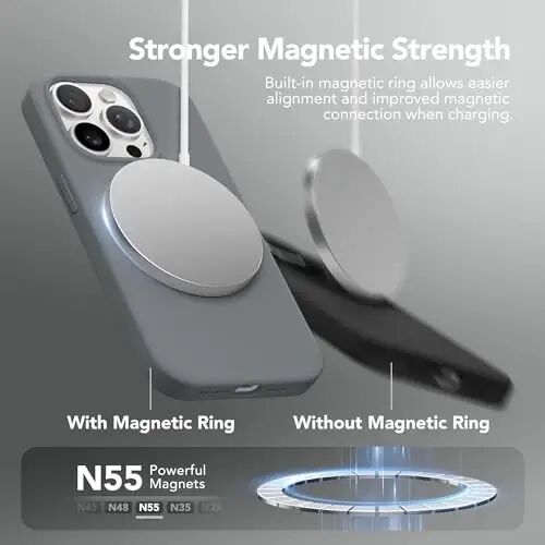 GONEZ Magnetic for iPhone 13 Pro Max Case, Silicone Cover Dark Grey | Compatible with MagSafe, Camera Button & Screen Protector, Microfiber Lining, 3 Layers Soft Gel Rubber Shockproof Slim 6.7
