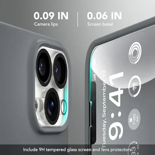 GONEZ Magnetic for iPhone 13 Pro Max Case, Silicone Cover Dark Grey | Compatible with MagSafe, Camera Button & Screen Protector, Microfiber Lining, 3 Layers Soft Gel Rubber Shockproof Slim 6.7