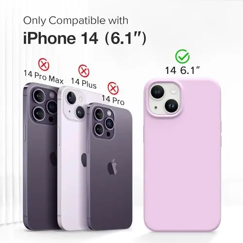 GONEZ Magnetic for iPhone 13/14 Case, Silicone Cover Light Lilac | Compatible with MagSafe, Camera Button & Screen Protector, Microfiber Lining, 3 Layers Soft Gel Rubber Shockproof Slim 6.1