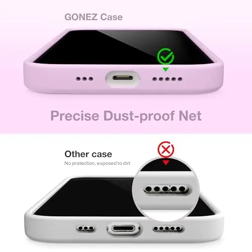 GONEZ Magnetic for iPhone 13/14 Case, Silicone Cover Light Lilac | Compatible with MagSafe, Camera Button & Screen Protector, Microfiber Lining, 3 Layers Soft Gel Rubber Shockproof Slim 6.1