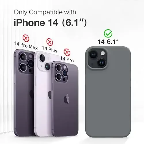 GONEZ Magnetic for iPhone 14 Case, Compatible with Magsafe, with Screen Protector + Camera Protector, Anti-Scratch Microfiber Lining, Liquid Silicone Shockproof Protective Phone Case, Dark Grey - GONEZ (1)