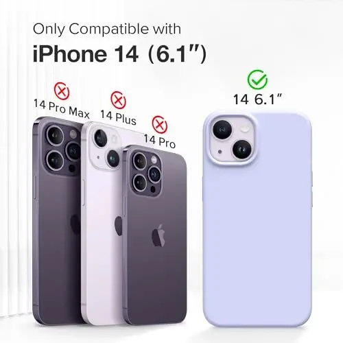 GONEZ Magnetic for iPhone 14 Case, Compatible with Magsafe, with Screen Protector + Camera Protector, Anti-Scratch Microfiber Lining, Liquid Silicone Shockproof Protective Phone Case, Lilac - GONEZ (1)