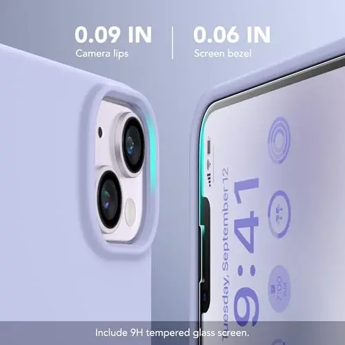GONEZ Manyetik iPhone 14 Kılıfı, Magsafe Uyumlu, Ekran Koruyucu + Kamera Koruyucu, Çizilmez Mikrofiber Astar, Sıvı Silikon Darbeye Dayanıklı Koruyucu Telefon Kılıfı, Leylak 