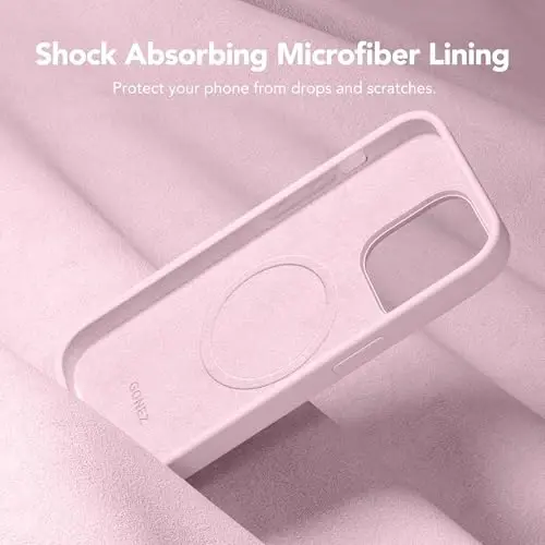 GONEZ Manyetik iPhone 14 Pro Kılıfı, Pastel Pembe Silikon Kapak | MagSafe, Kamera Düğmesi ve Ekran Koruyucu Uyumlu, Mikrofiber Astar, 3 Katmanlı Yumuşak Jel Kauçuk Darbeye Dayanıklı İnce 6,1