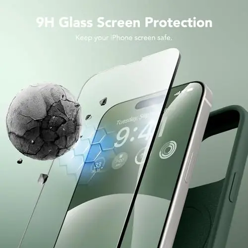 GONEZ Manyetik iPhone 15 Pro Kılıfı, Koyu Yeşil Silikon Kapak | MagSafe, Kamera Düğmesi ve Ekran Koruyucu Uyumlu, Mikrofiber Astar, 3 Katmanlı Yumuşak Jel Kauçuk Darbeye Dayanıklı İnce 6.1