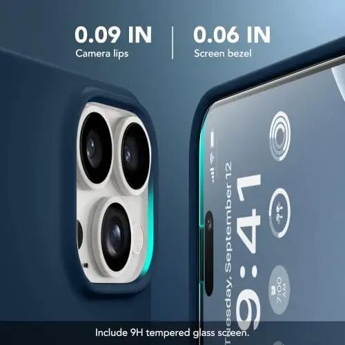 GONEZ Manyetik iPhone 15 Pro Kılıfı, Silikon Kapak Koyu Mavi | MagSafe, Kamera Düğmesi ve Ekran Koruyucu Uyumlu, Mikrofiber Astar, 3 Katmanlı Yumuşak Jel Kauçuk Darbeye Dayanıklı İnce 6,1