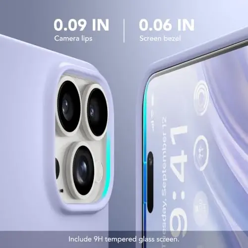 GONEZ Magnetic for iPhone 15 Pro Case, Silicone Cover Lilac | Compatible with MagSafe, Camera Button & Screen Protector, Microfiber Lining, 3 Layers Soft Gel Rubber Shockproof Slim 6.1