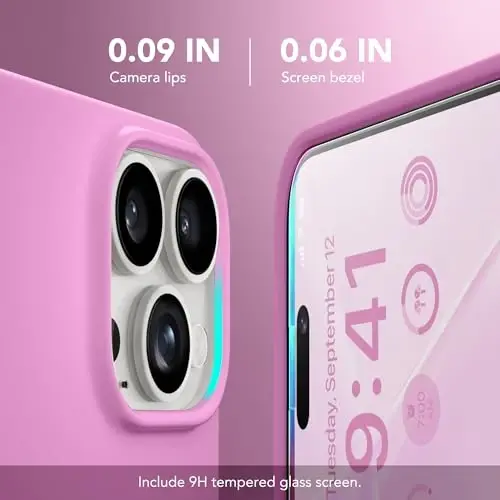 GONEZ Magnetic for iPhone 15 Pro Max Case, Silicone Cover Rose Pink | Compatible with MagSafe, Camera Button & Screen Protector, Microfiber Lining, 3 Layers Soft Gel Rubber Shockproof Slim 6.7