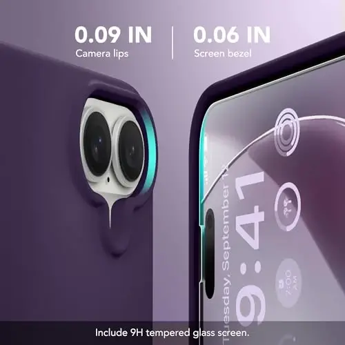 GONEZ Manyetik iPhone 16 Kılıfı, Derin Mor Silikon Kapak | MagSafe, Kamera Düğmesi ve Ekran Koruyucu ile Uyumlu, Mikrofiber Astar, 3 Katmanlı Yumuşak Jel Kauçuk Darbeye Dayanıklı İnce 6,1