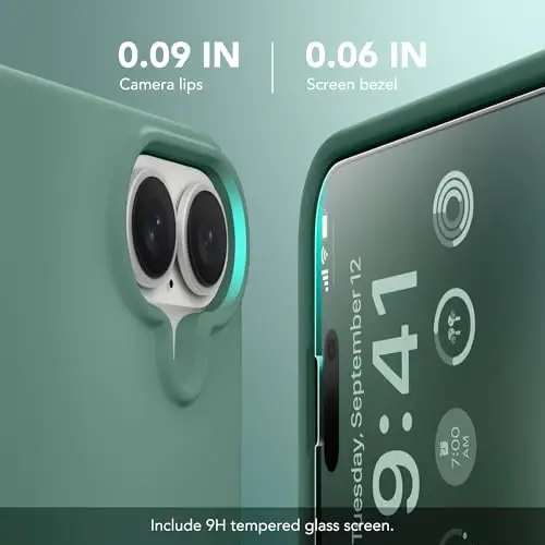 GONEZ Magnetic for iPhone 16 Case, Silicone Cover Midnight Green | Compatible with MagSafe, Camera Button & Screen Protector, Microfiber Lining, 3 Layers Soft Gel Rubber Shockproof Slim 6.1