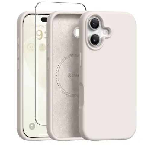 GONEZ Magnetic for iPhone 16 Case, Silicone Cover Stone | Compatible with MagSafe, Camera Button & Screen Protector, Microfiber Lining, 3 Layers Soft Gel Rubber Shockproof Slim 6.1