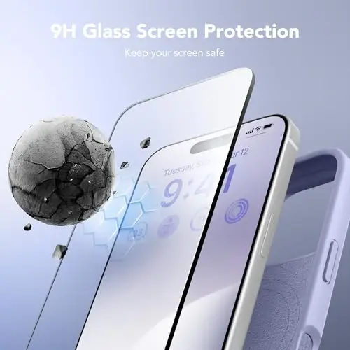 GONEZ Magnetic for iPhone 16 Pro Case, Compatible with MagSafe, [Screen Protector + Camera Lens Protector], Silicone Shockproof Anti-Scratch Protective Phone Case 6.3 inch, Lilac - 5