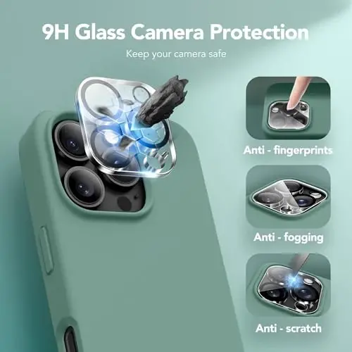 GONEZ Magnetic for iPhone 16 Pro Case, Compatible with MagSafe, [Screen Protector + Camera Lens Protector], Silicone Shockproof Anti-Scratch Protective Phone Case 6.3 inch, Midnight Green - 6