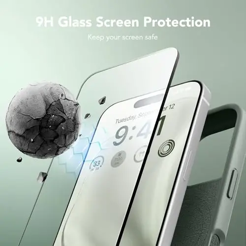 GONEZ Magnetic for iPhone 16 Pro Case, Compatible with MagSafe, [Screen Protector + Camera Lens Protector], Silicone Shockproof Anti-Scratch Protective Phone Case 6.3 inch, Calke Green - 5