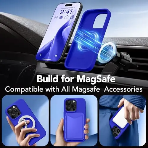 GONEZ Magnetic for iPhone 16 Pro Case, Compatible with MagSafe, [Screen Protector + Camera Lens Protector], Silicone Shockproof Anti-Scratch Protective Phone Case 6.3 inch, Cobalt Blue - 3