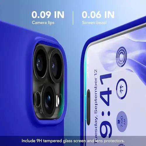 GONEZ Magnetic for iPhone 16 Pro Case, Compatible with MagSafe, [Screen Protector + Camera Lens Protector], Silicone Shockproof Anti-Scratch Protective Phone Case 6.3 inch, Cobalt Blue - 6