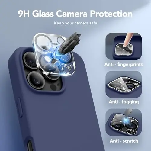 GONEZ Magnetic for iPhone 16 Pro Case, Compatible with MagSafe, [Screen Protector + Camera Lens Protector], Silicone Shockproof Anti-Scratch Protective Phone Case 6.3 inch, Midnight Blue - 6