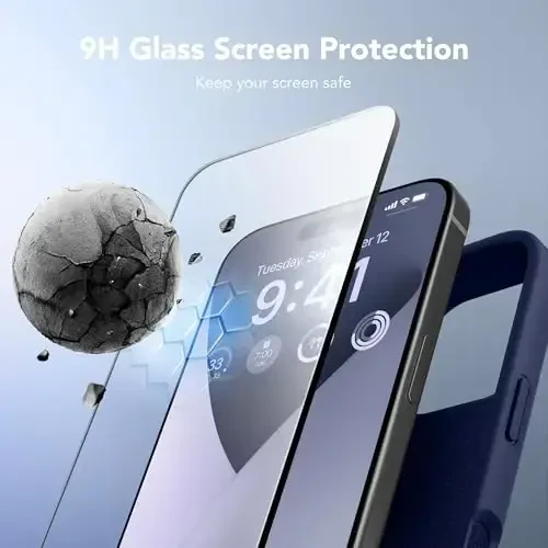 GONEZ Magnetic for iPhone 16 Pro Case, Compatible with MagSafe, [Screen Protector + Camera Lens Protector], Silicone Shockproof Anti-Scratch Protective Phone Case 6.3 inch, Midnight Blue - 5