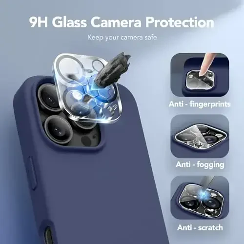 GONEZ Magnetic for iPhone 16 Pro Case, Compatible with MagSafe, [Screen Protector + Camera Lens Protector], Silicone Shockproof Anti-Scratch Protective Phone Case 6.3 inch, Midnight Blue - 6