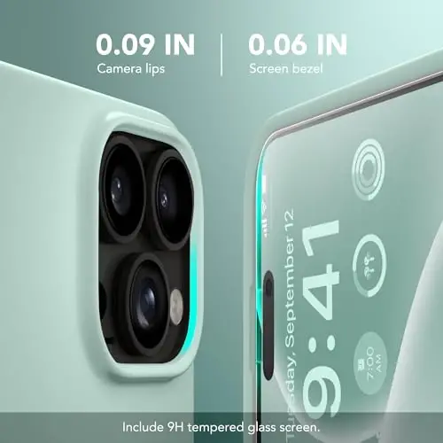 GONEZ Manyetik iPhone 16 Pro Kılıfı, Nane Yeşili Silikon Kılıf | MagSafe, Kamera Düğmesi ve Ekran Koruyucu Uyumlu, Mikrofiber Astar, 3 Katmanlı Yumuşak Jel Kauçuk Darbeye Dayanıklı İnce 6.3