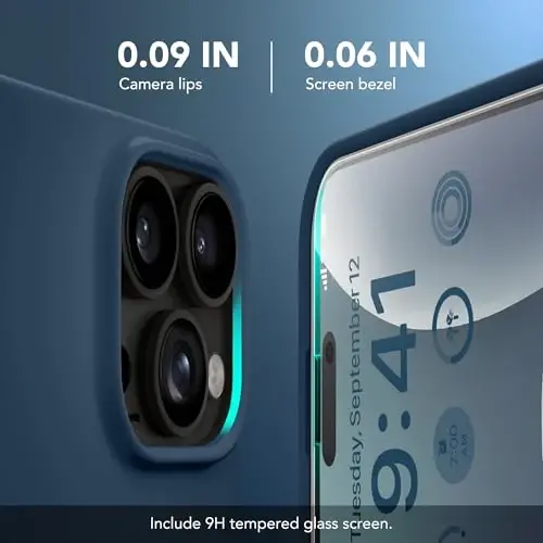 GONEZ Magnetic for iPhone 16 Pro Max Case, Silicone Cover Dark Blue | Compatible with MagSafe, Camera Button & Screen Protector, Microfiber Lining, 3 Layers Soft Gel Rubber Shockproof Slim 6.9