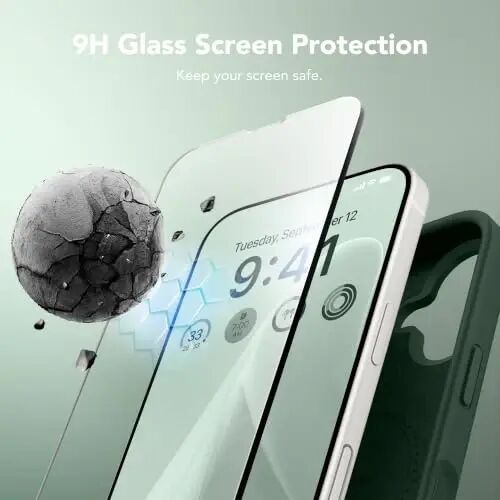 GONEZ Manyetik iPhone 17 Kılıfı, Silikon Kapak Askeri Yeşil | MagSafe, Kamera Düğmesi ve Ekran Koruyucu ile Uyumlu, Mikrofiber Astar, 3 Katmanlı Yumuşak Jel Kauçuk Darbeye Dayanıklı İnce 6,3