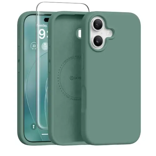 GONEZ Manyetik iPhone 17 Kılıfı, Silikon Kapak Gece Yeşili | MagSafe, Kamera Düğmesi ve Ekran Koruyucu ile Uyumlu, Mikrofiber Astar, 3 Katmanlı Yumuşak Jel Kauçuk Darbeye Dayanıklı İnce 6.3