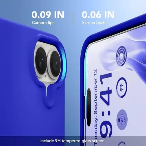 GONEZ Magnetic for iPhone 17 Case, Silicone Cover Cobalt Blue | Compatible with MagSafe, Camera Button & Screen Protector, Microfiber Lining, 3 Layers Soft Gel Rubber Shockproof Slim 6.3