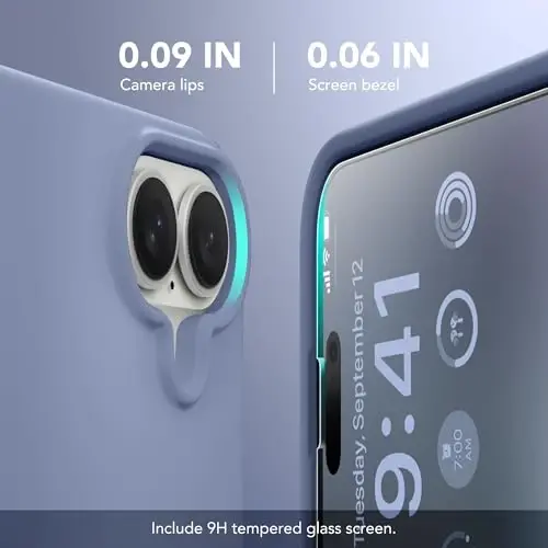 GONEZ Magnetic for iPhone 17 Case, Silicone Cover Lavendr Gray | Compatible with MagSafe, Camera Button & Screen Protector, Microfiber Lining, 3 Layers Soft Gel Rubber Shockproof Slim 6.3