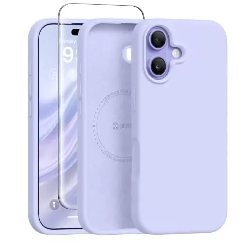 GONEZ Manyetik iPhone 17 Kılıfı, Silikon Kapak Lila | MagSafe, Kamera Düğmesi ve Ekran Koruyucu ile Uyumlu, Mikrofiber Astar, 3 Katmanlı Yumuşak Jel Kauçuk Darbeye Dayanıklı İnce 6,3