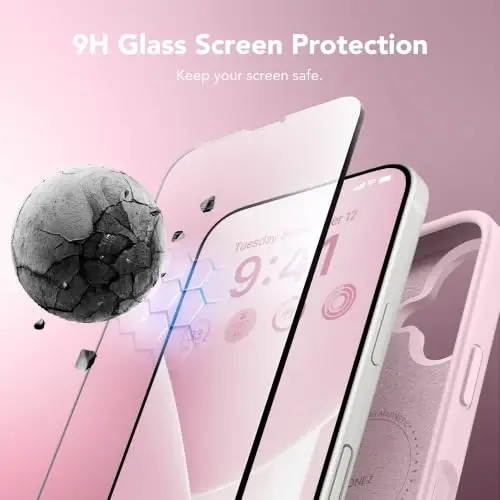 GONEZ Manyetik iPhone 17 Kılıfı, Silikon Kapak Pastel Pembe | MagSafe, Kamera Düğmesi ve Ekran Koruyucu ile Uyumlu, Mikrofiber Astarlı, 3 Katmanlı Yumuşak Jel Kauçuk Darbeye Dayanıklı İnce 6.3