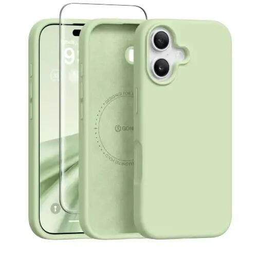 GONEZ Magnetic for iPhone 17 Case, Silicone Cover Green | Compatible with MagSafe, Camera Button & Screen Protector, Microfiber Lining, 3 Layers Soft Gel Rubber Shockproof Slim 6.3