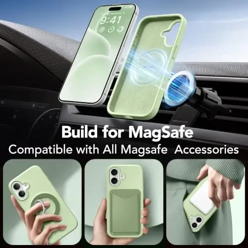 GONEZ Manyetik iPhone 17 Kılıfı, Silikon Kapak Yeşil | MagSafe, Kamera Düğmesi ve Ekran Koruyucu ile Uyumlu, Mikrofiber Astar, 3 Katmanlı Yumuşak Jel Kauçuk Darbeye Dayanıklı İnce 6.3