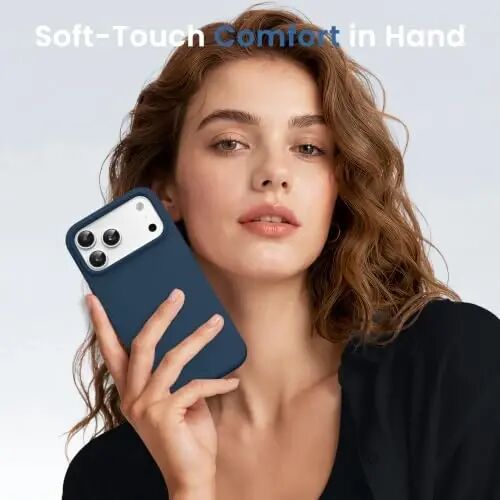 GONEZ Manyetik iPhone 17 Pro Kılıf, Silikon Kılıf Koyu Mavi | MagSafe, Kamera Düğmesi ve Ekran Koruyucu Uyumlu, Mikrofiber Astar, 3 Katmanlı Yumuşak Jel Kauçuk Darbeye Dayanıklı İnce 6,3