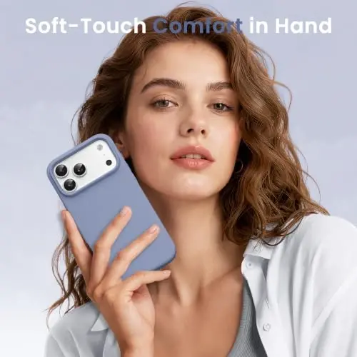 GONEZ Magnetic for iPhone 17 Pro Case, Silicone Cover Lavender Gray | Compatible with MagSafe, Camera Button & Screen Protector, Microfiber Lining, 3 Layers Soft Gel Rubber Shockproof Slim 6.3