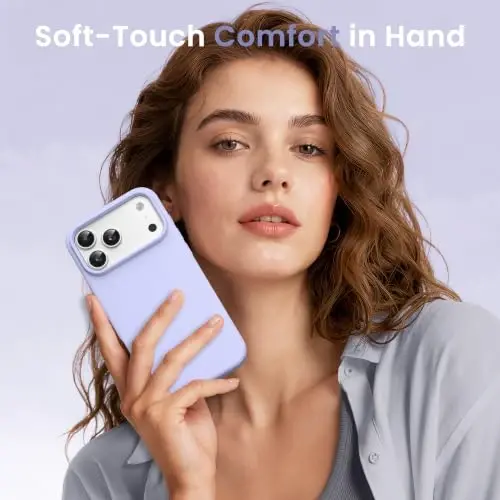 GONEZ Magnetic for iPhone 17 Pro Case, Silicone Cover Lilac | Compatible with MagSafe, Camera Button & Screen Protector, Microfiber Lining, 3 Layers Soft Gel Rubber Shockproof Slim 6.3