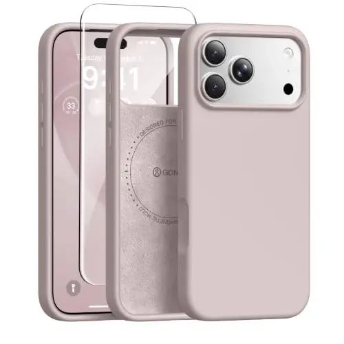 GONEZ Manyetik iPhone 17 Pro Kılıfı, Silikon Kılıf Açık Taro | MagSafe, Kamera Düğmesi ve Ekran Koruyucu Uyumlu, Mikrofiber Astar, 3 Katmanlı Yumuşak Jel Kauçuk Darbeye Dayanıklı İnce 6,3