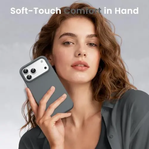 GONEZ Manyetik iPhone 17 Pro Max Kılıfı, Silikon Kapak Koyu Gri | MagSafe, Kamera Düğmesi ve Ekran Koruyucu Uyumlu, Mikrofiber Astar, 3 Katmanlı Yumuşak Jel Kauçuk Darbeye Dayanıklı İnce 6.9