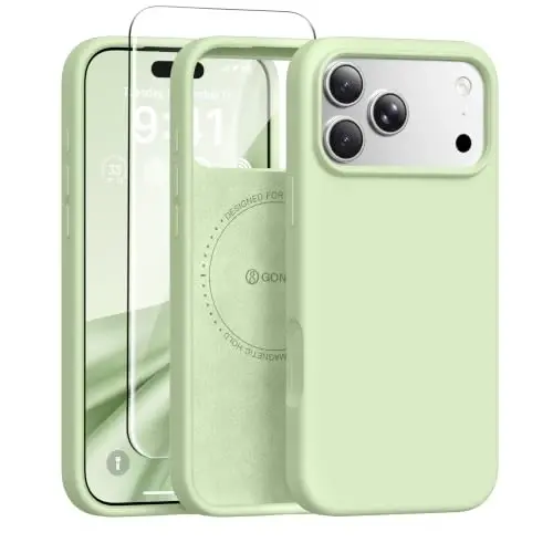 GONEZ Manyetik iPhone 17 Pro Max Kılıfı, Silikon Kapak Yeşil | MagSafe, Kamera Düğmesi ve Ekran Koruyucu ile Uyumlu, Mikrofiber Astar, 3 Katmanlı Yumuşak Jel Kauçuk Darbeye Dayanıklı Slim 6,9