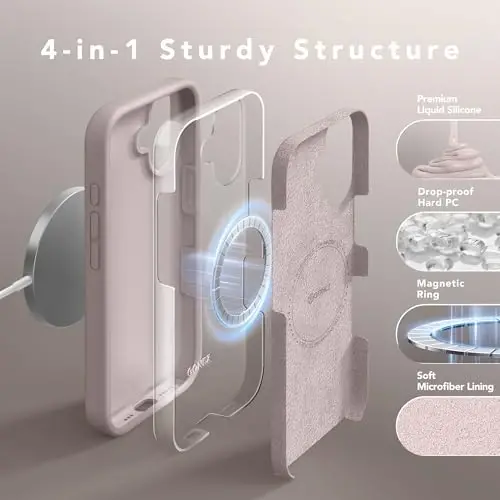 GONEZ Phone Cage Compatible with iPhone 16, Quick Release Video Rig Stabilizer Accessories with Screen Protector, Light Taro - 4