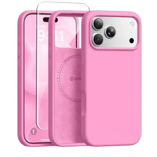 GONEZ Phone Cage Compatible with iPhone 17 Pro Max, Quick Release Video Rig Stabilizer Accessories with Screen Protector, Soft Pink 