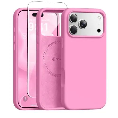 GONEZ Phone Cage Compatible with iPhone 17 Pro Max, Quick Release Video Rig Stabilizer Accessories with Screen Protector, Soft Pink - GONEZ