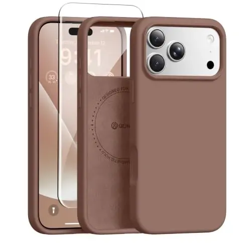 GONEZ Phone Cage Compatible with iPhone 17 Pro, Quick Release Video Rig Stabilizer Accessories with Screen Protector, Brown 