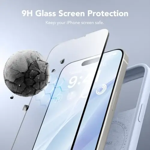 GONEZ Magnetic for iPhone 15 Pro Case, Silicone Cover Baby Blue | Compatible with MagSafe, Camera Button & Screen Protector, Microfiber Lining, 3 Layers Soft Gel Rubber Shockproof Slim 6.1