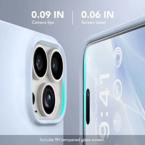 GONEZ Magnetic for iPhone 15 Pro Case, Silicone Cover Baby Blue | Compatible with MagSafe, Camera Button & Screen Protector, Microfiber Lining, 3 Layers Soft Gel Rubber Shockproof Slim 6.1