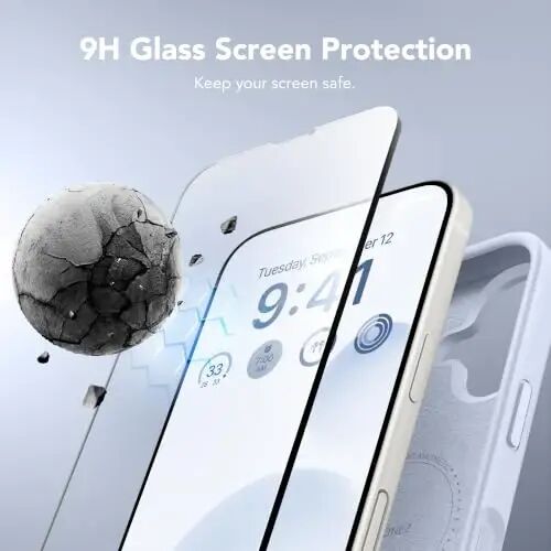 GONEZ Phone Cage Compatible with iPhone 17, Quick Release Video Rig Stabilizer Accessories with Screen Protector, Baby Blue - 3