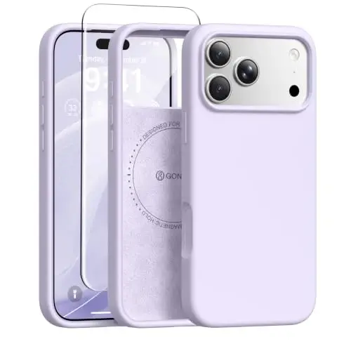 GONEZ Telefon Kafesi iPhone 17 Pro ile Uyumlu, Ekran Koruyuculu Hızlı Çıkarılabilir Video Donanımı Sabitleyici Aksesuarları, Pastel Leylak 