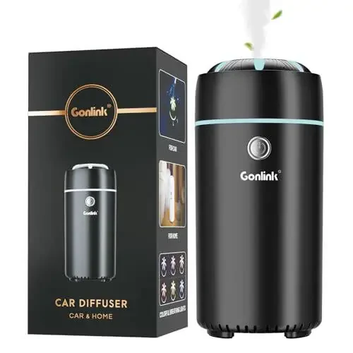 Gonlink Car Humidifier Diffuser - Smart Cool Mist Air Freshener for Essential Oils - USB for Car, Home, Office, Bedroom (Black) - 1