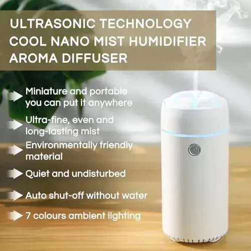 Gonlink Avtomobil Diffuzeri, Avtomobil Namlagi, Efir Moylari Uchun Avtomobil Diffuzerlari, Aqlli Avtomobil Havo Tozalagich Diffuzeri, Avtomobil Uy Ofis Yotoq Xonasi uchun USB Salqin Tuman Namlagich Diffuzeri (Oq) - GONLINK (1)